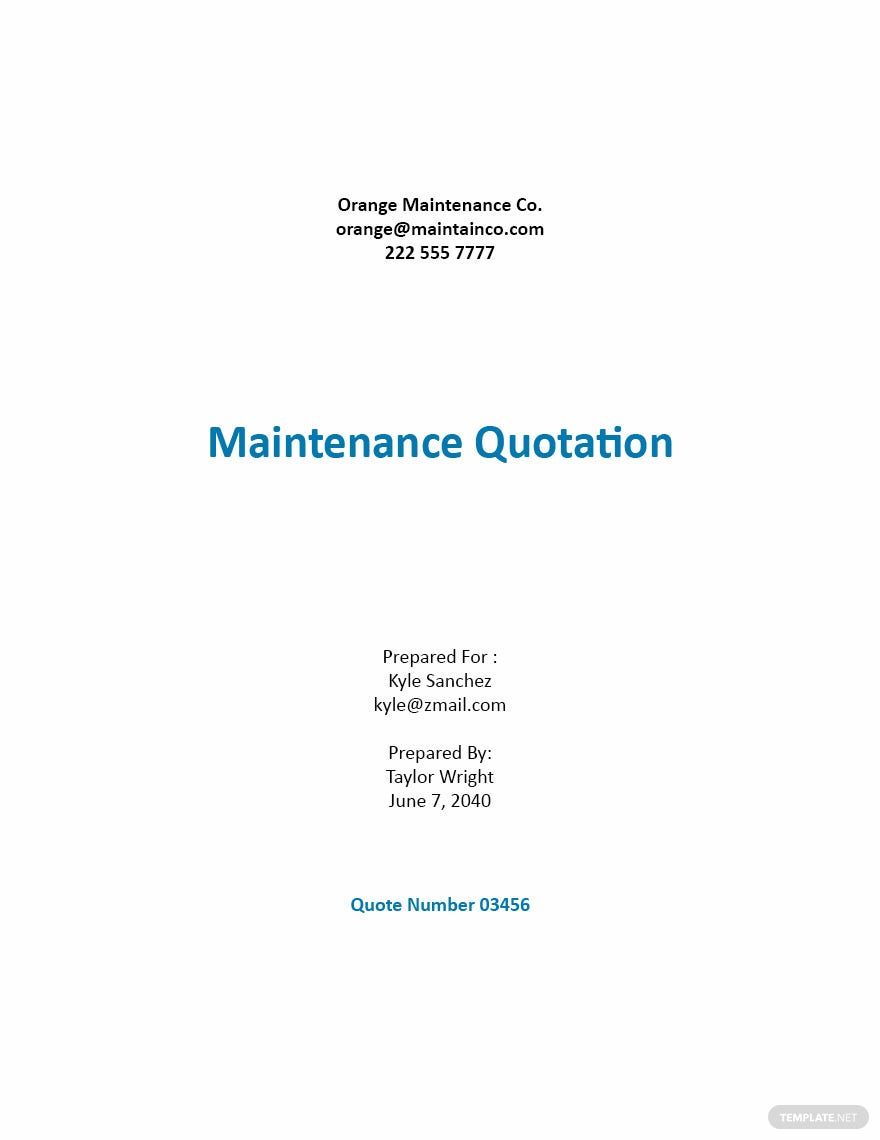 Electrical Maintenance Quotation Format Template Google Docs, Google