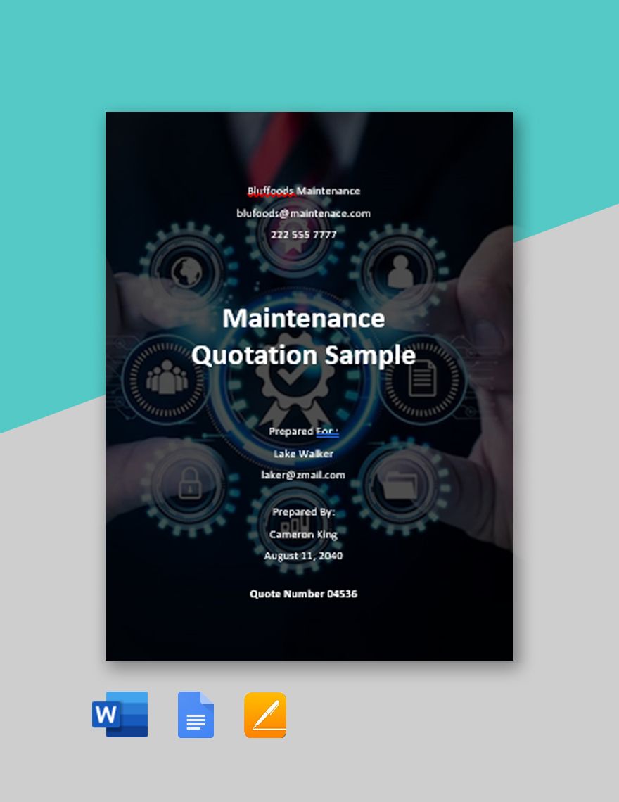 Maintenance Quotation Sample Template in Word, Google Docs, Apple Pages