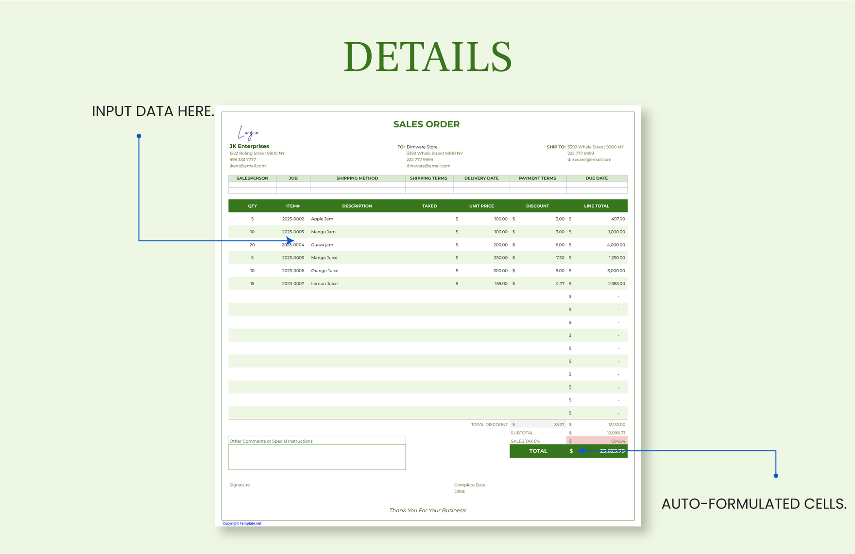 Sales Order Template