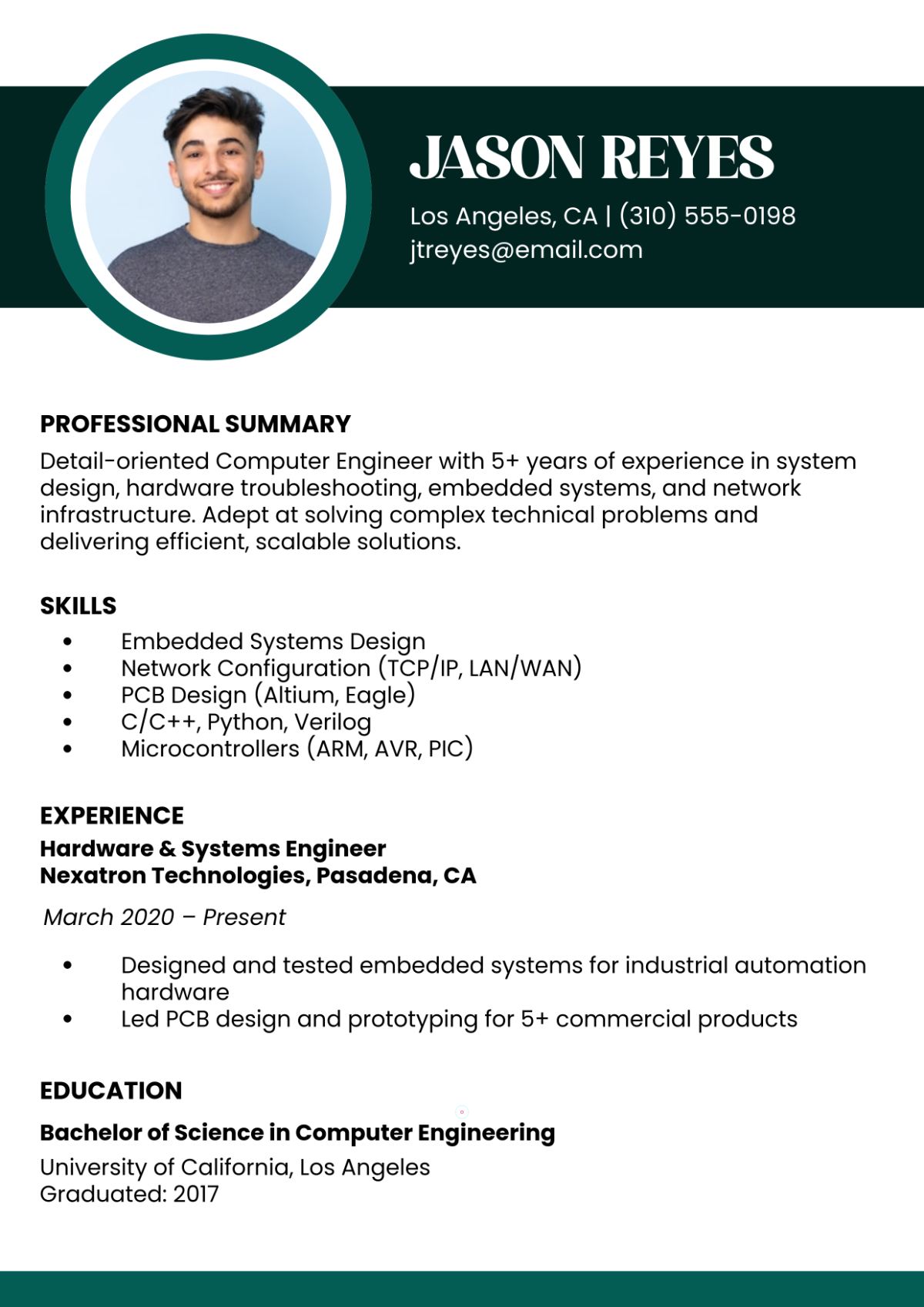 Free Computer Engineer Resume Template