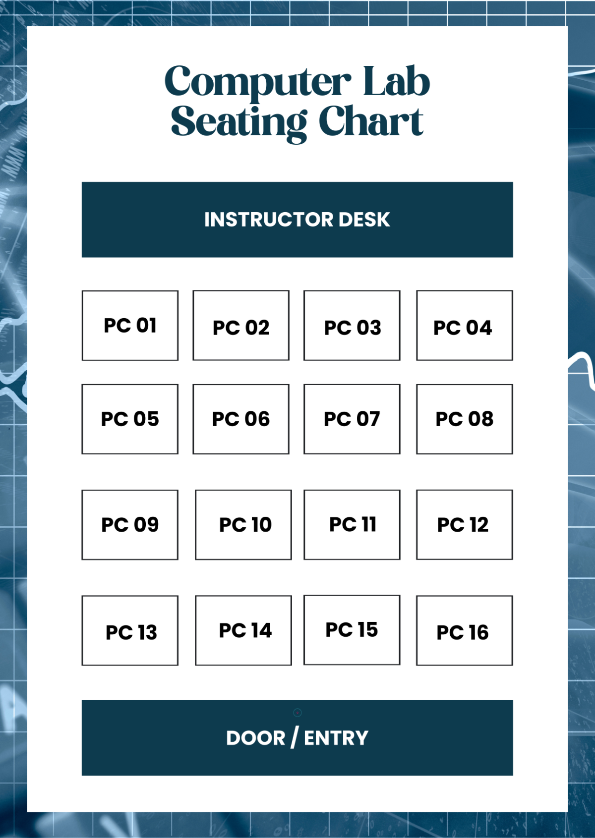 Free Computer Lab Seating Chart Template