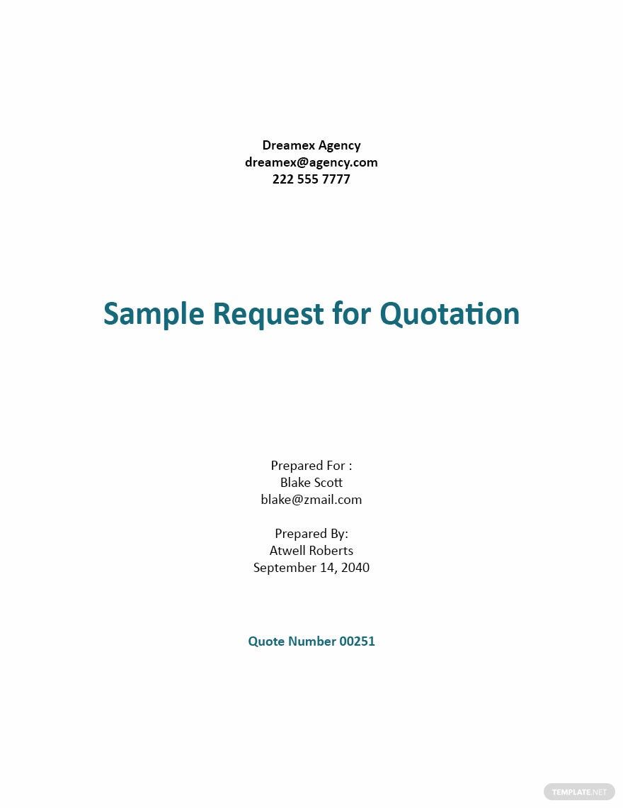 Free Sample Request for Quotation Template