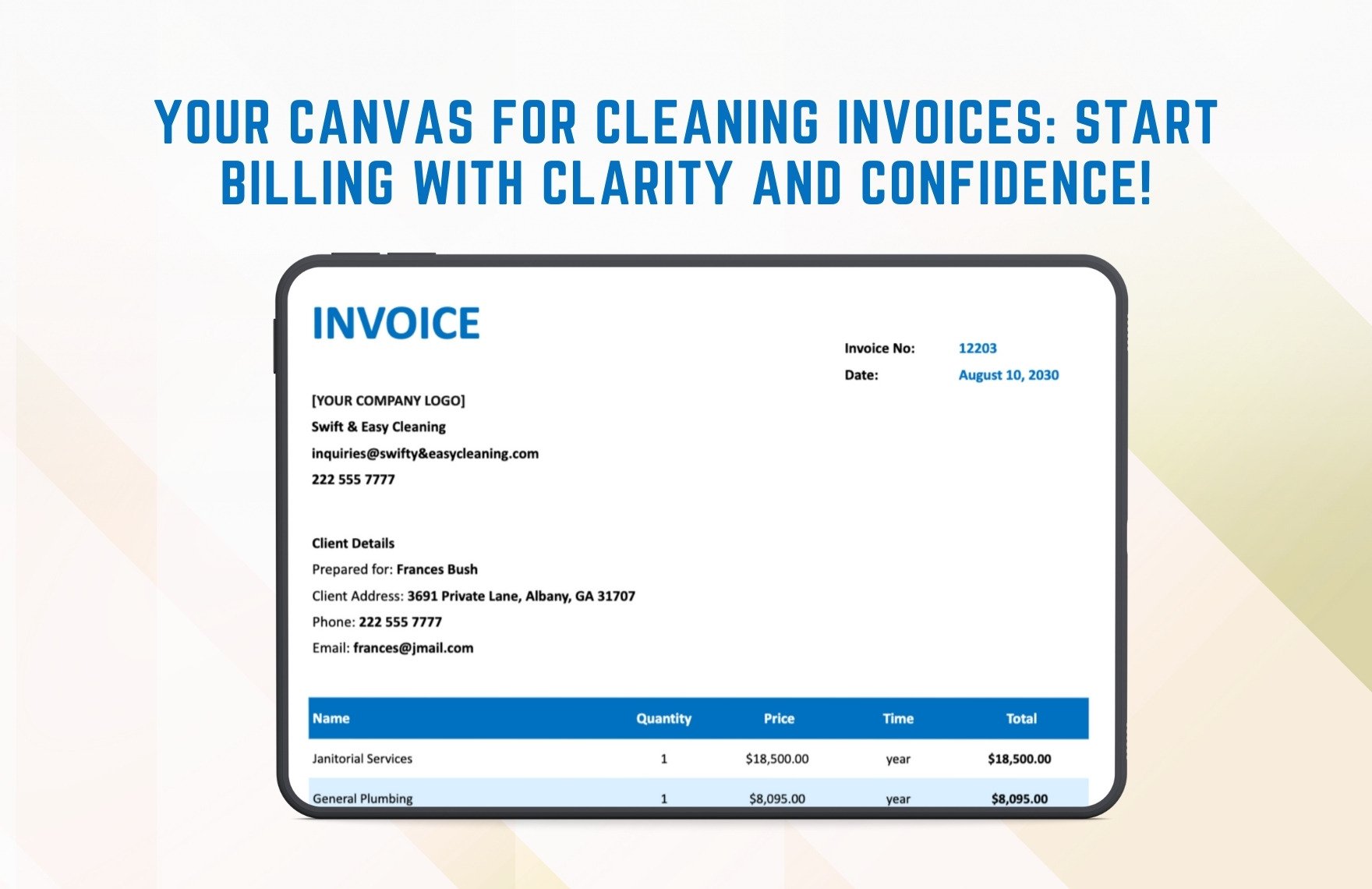 Blank Cleaning Service Invoice Template