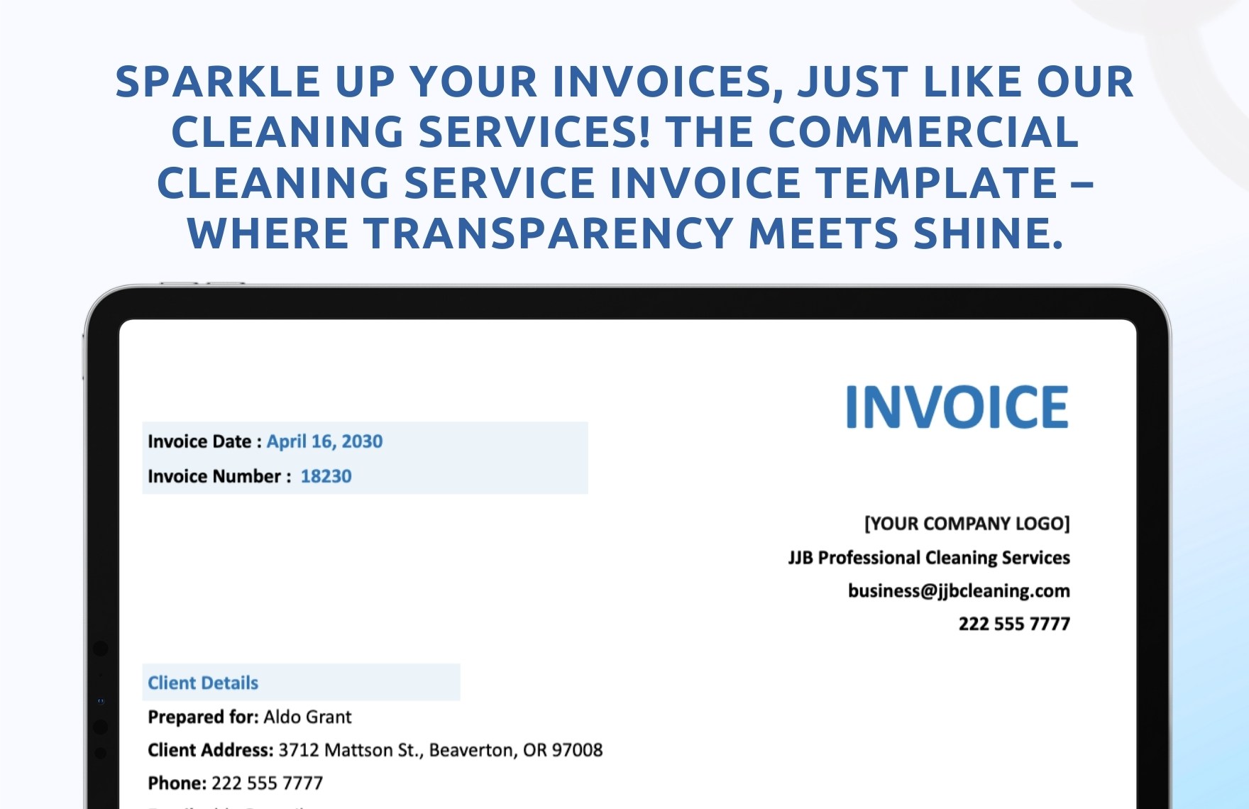 Commercial Cleaning Service Invoice Template
