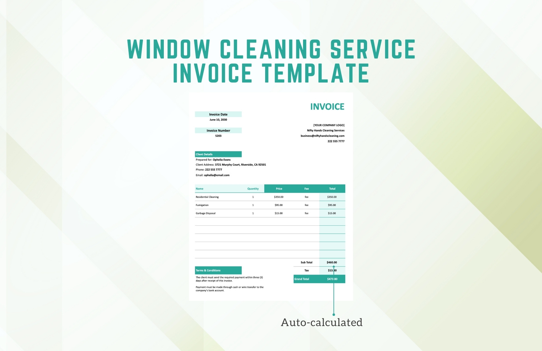 Window Cleaning Service Invoice Template