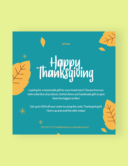 Free Thanksgiving Instagram Post Template to Edit Online