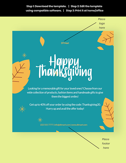 Free Thanksgiving Instagram Post Template to Edit Online