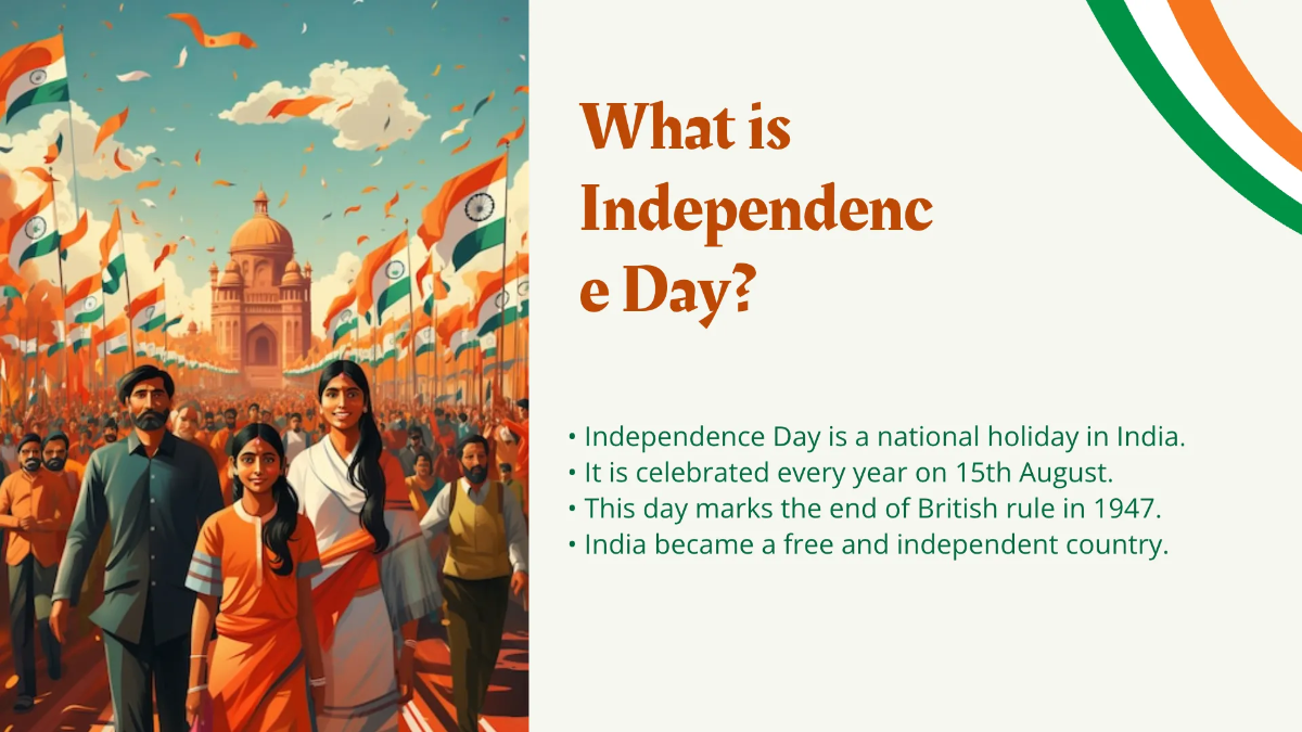 Free India Independence Day Presentation Template to Edit Online