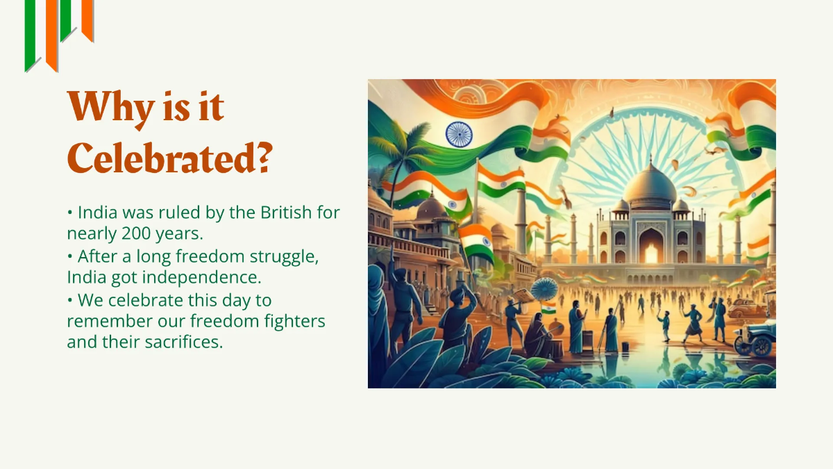 Free India Independence Day Presentation Template to Edit Online