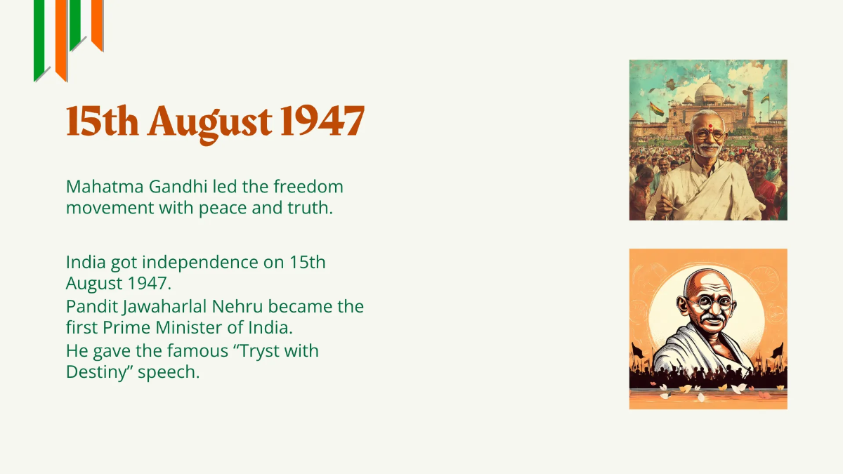 Free India Independence Day Presentation Template to Edit Online