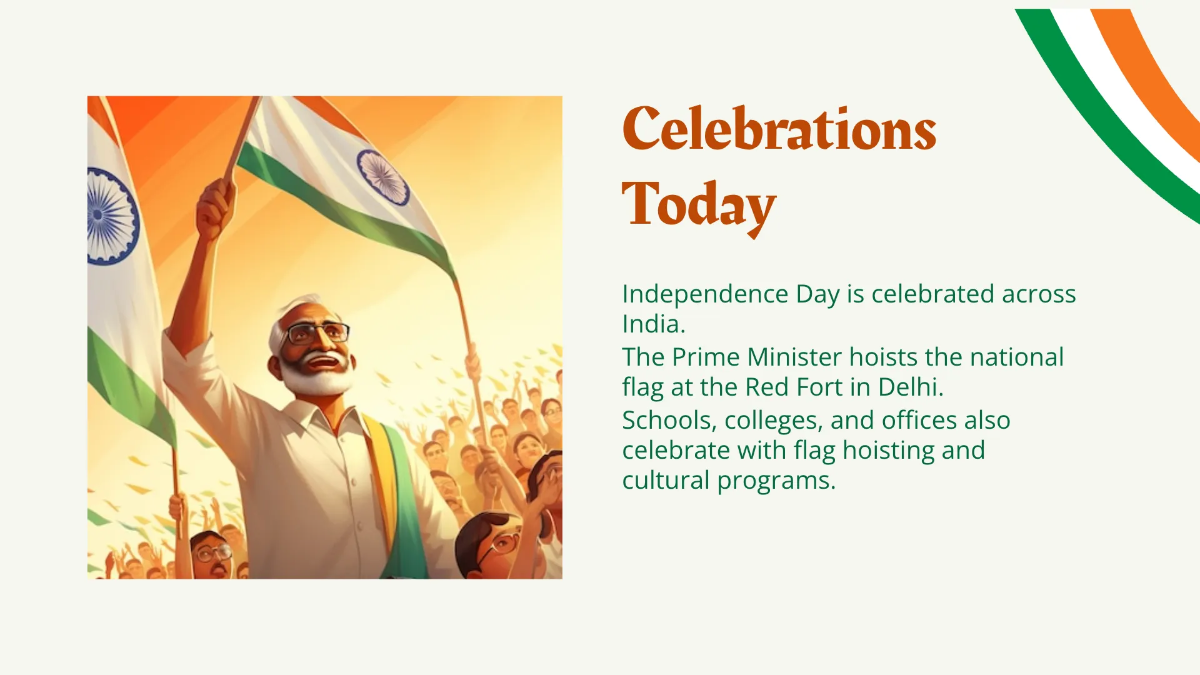 Free India Independence Day Presentation Template to Edit Online