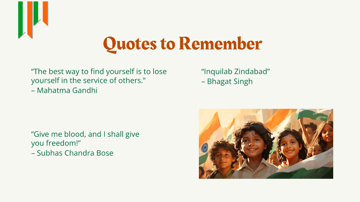 Free India Independence Day Presentation Template to Edit Online