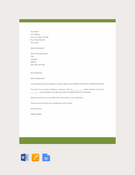 FREE School Leave Letter Template Word Google Docs Apple Pages
