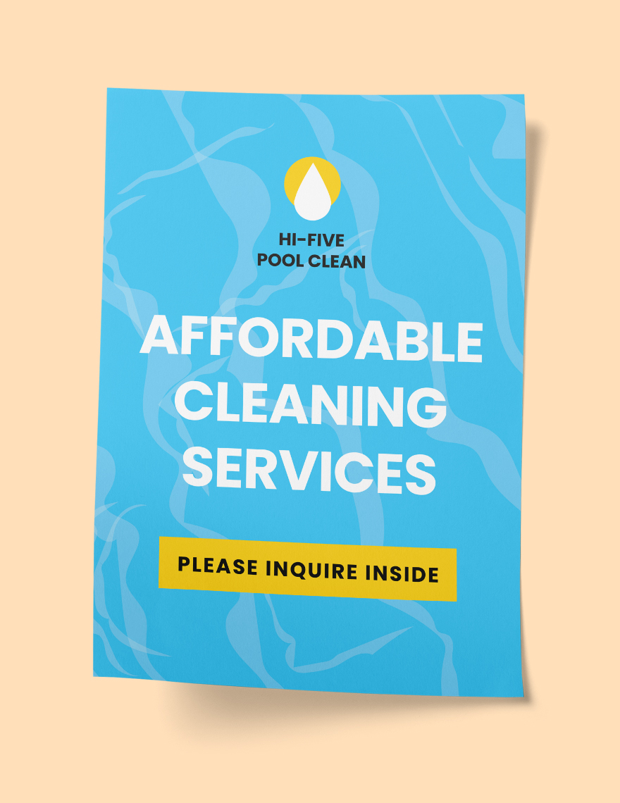 Pool Cleaning Service Yard Sign Template