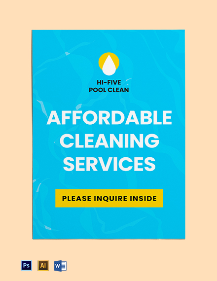 Pool Cleaning Service Yard Sign Template