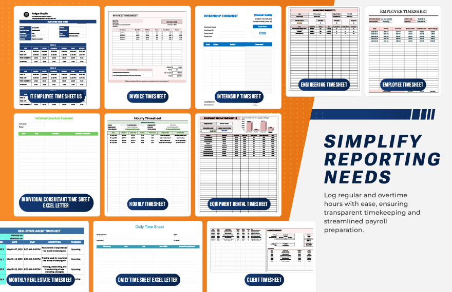 50+ Ready to Use Time-Sheet Template Bundle
