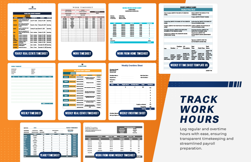 50+ Ready to Use Time-Sheet Template Bundle