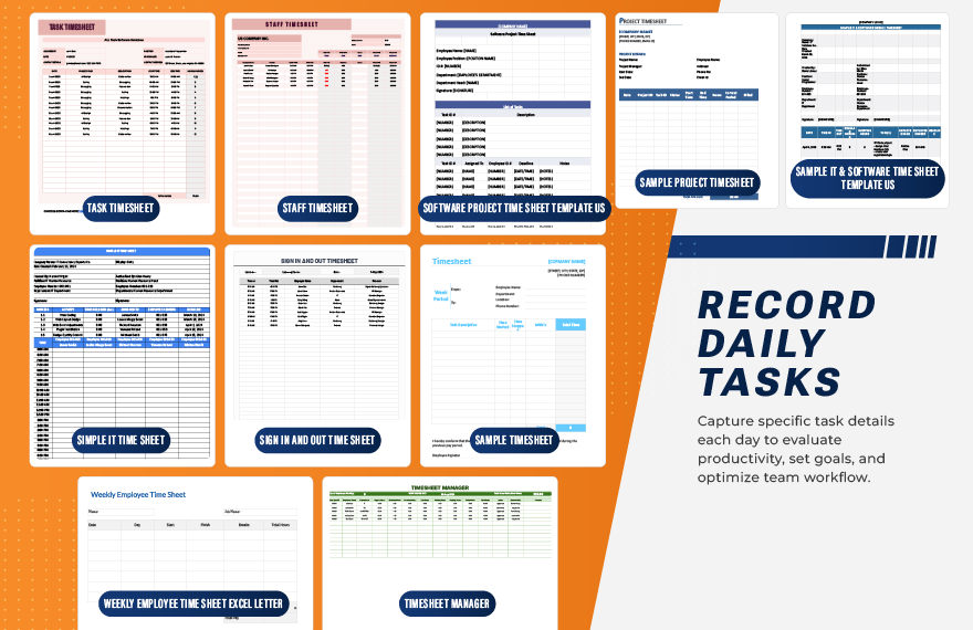 50+ Ready to Use Time-Sheet Template Bundle