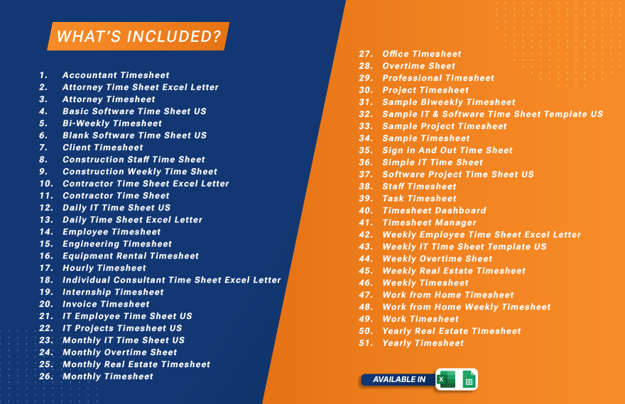 50+ Ready to Use Time-Sheet Template Bundle