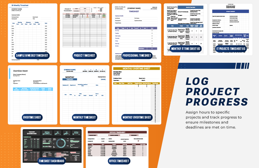 50+ Ready to Use Time-Sheet Template Bundle
