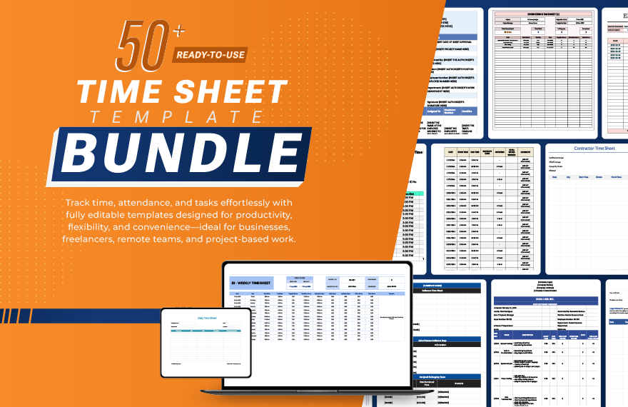 50+ Ready to Use Time-Sheet Template Bundle in Excel, Google Sheets to Download