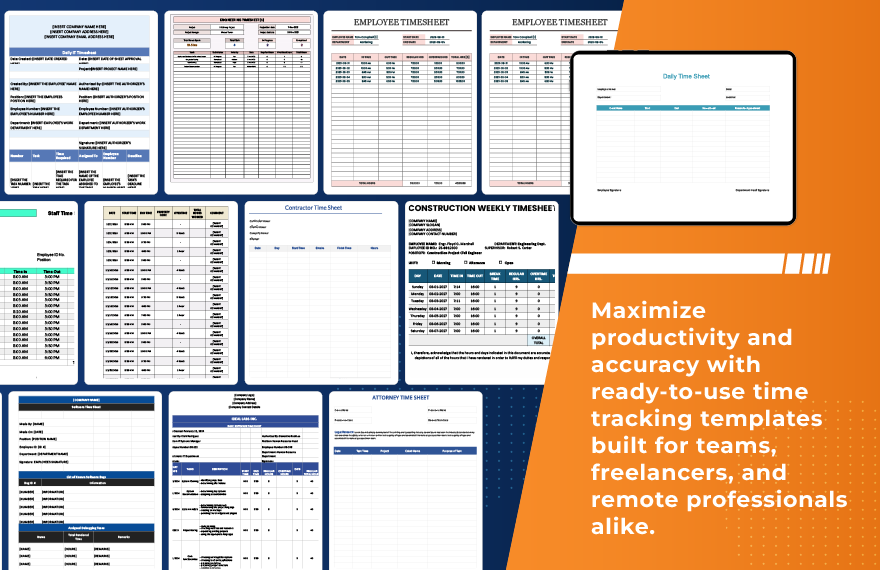 50+ Ready to Use Time-Sheet Template Bundle