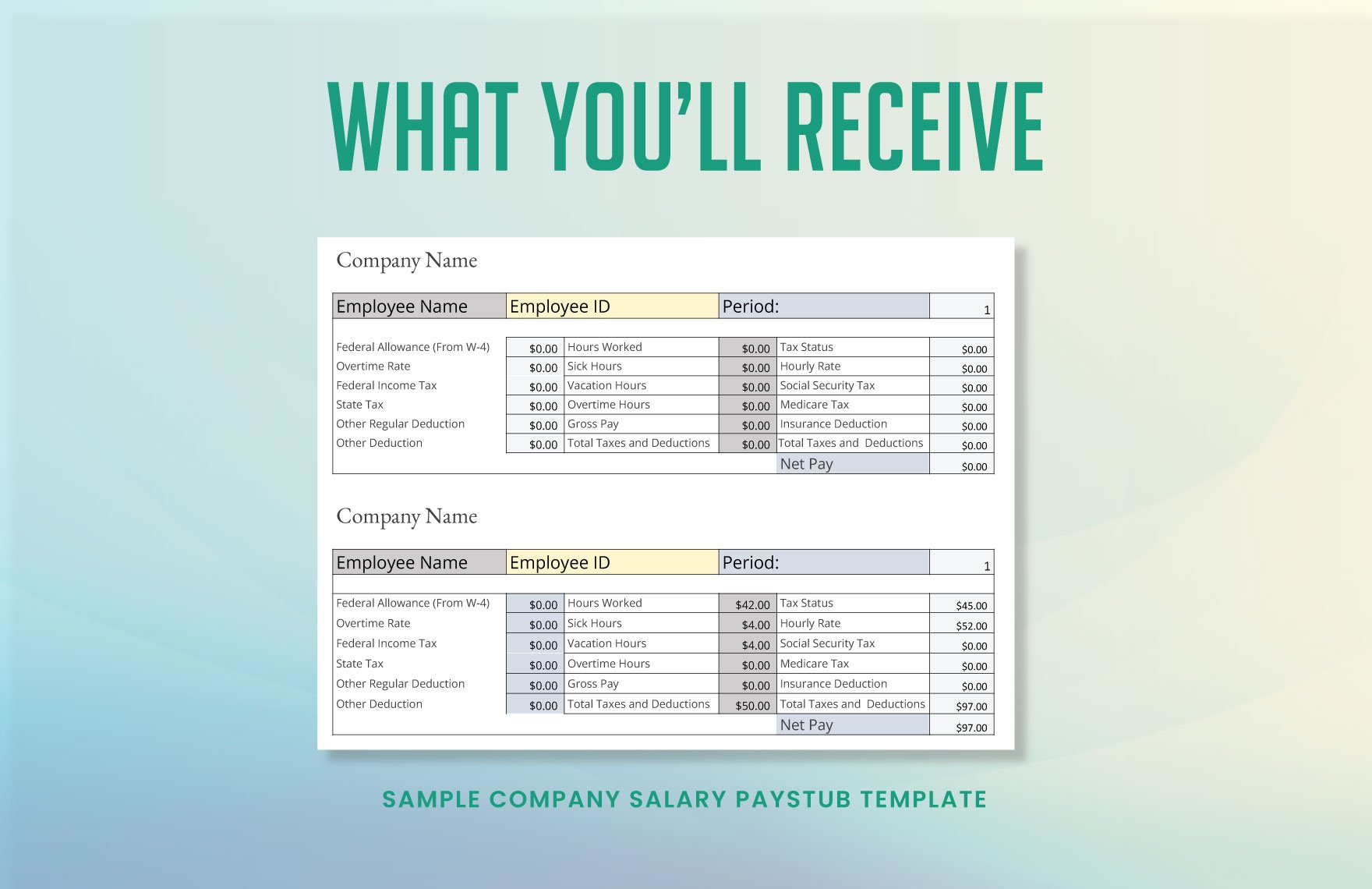 Sample Company Salary Pay Stub Template