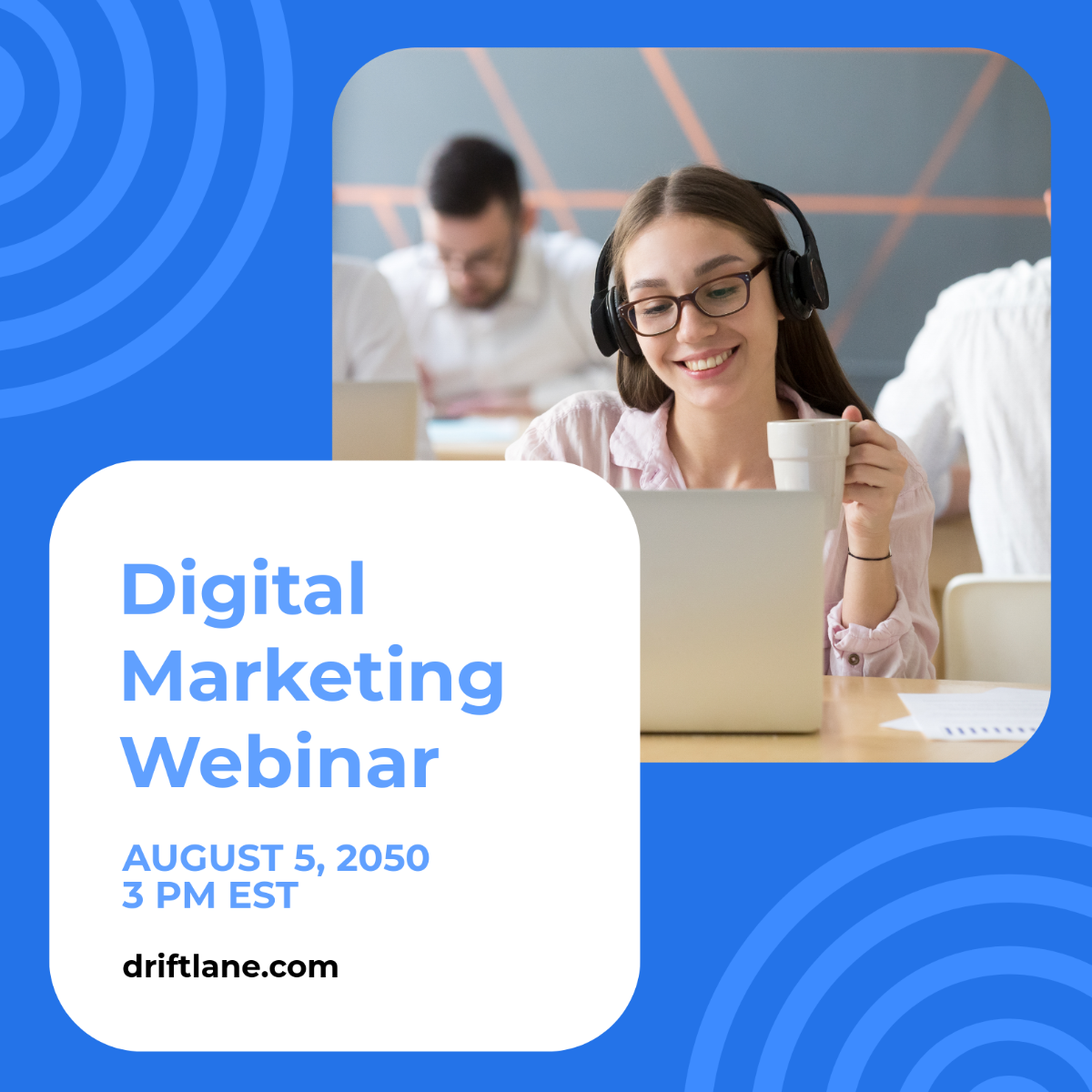 Free Blue Webinar Linkedin Post Template