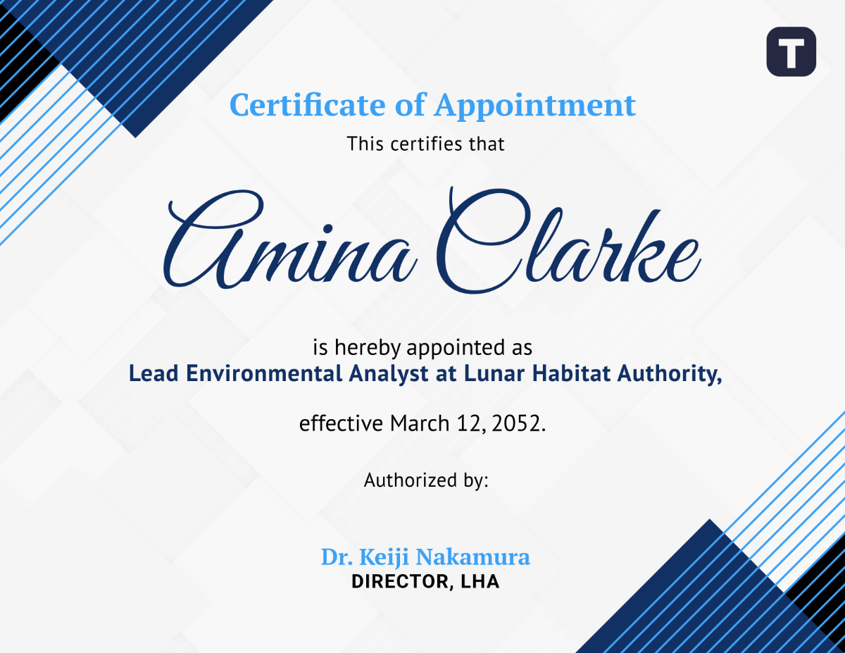 Free Certificate of Appointment Template