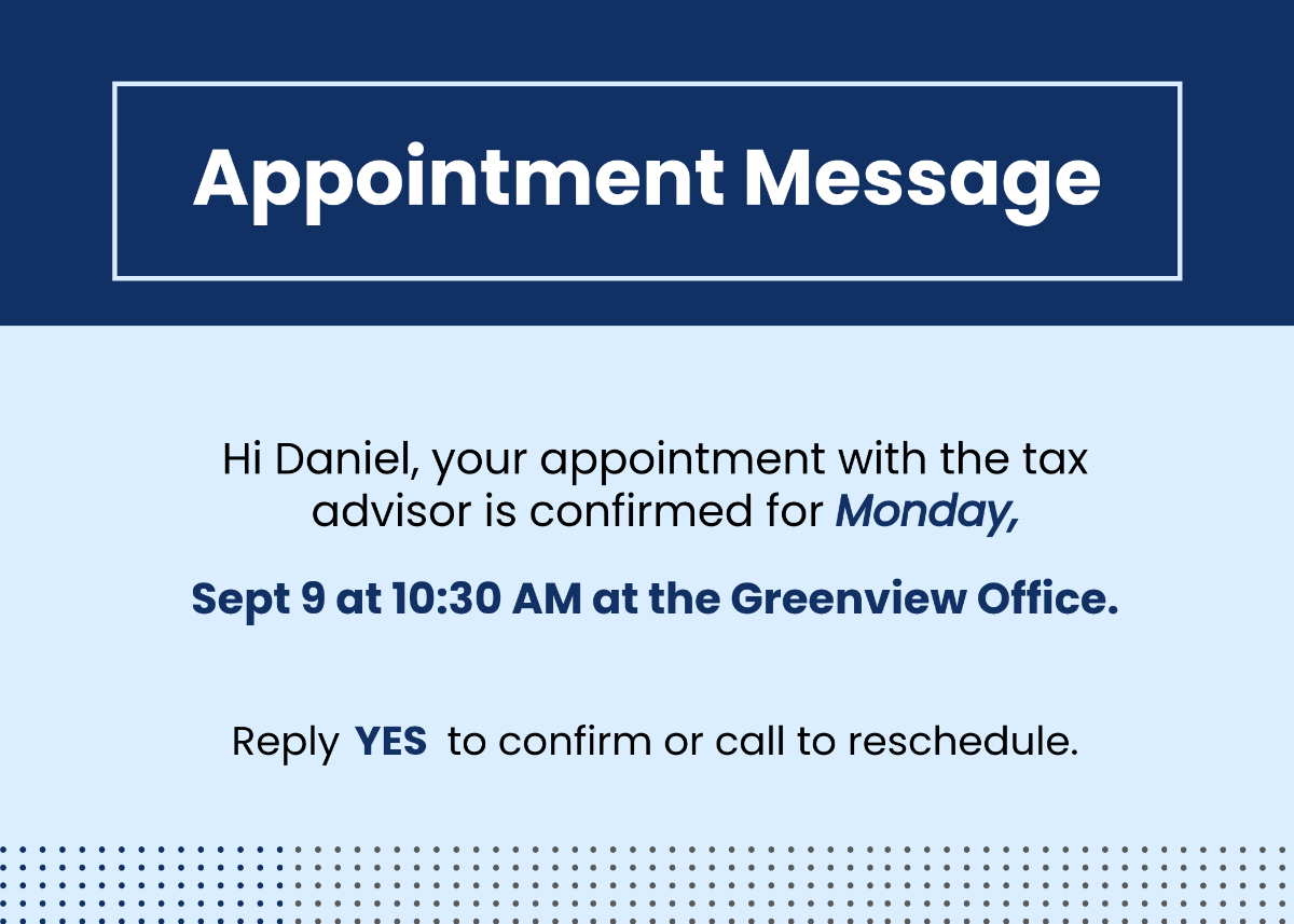 Free Appointment Message Template