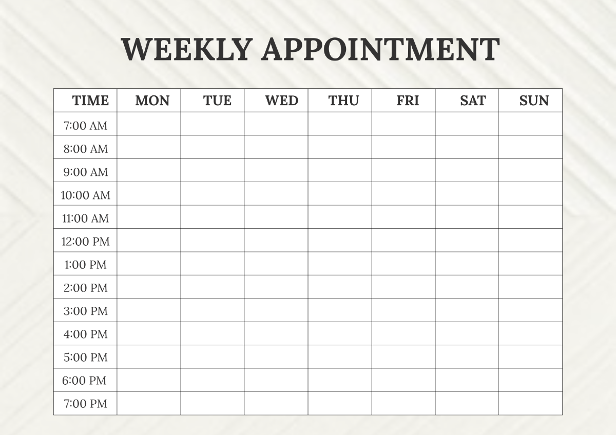 Free Weekly Appointment Template