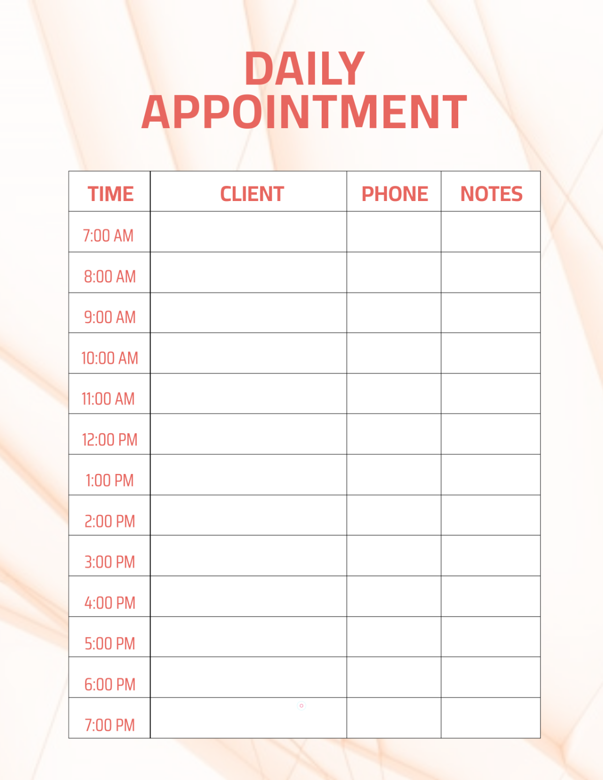 Free Daily Appointment Design Template