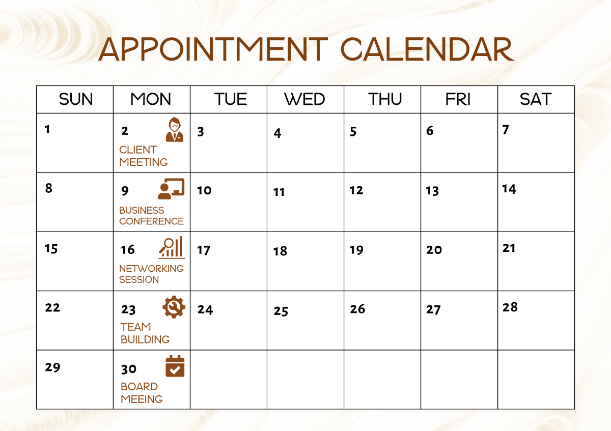 Free Professional Appointment Calendar Template to Edit Online