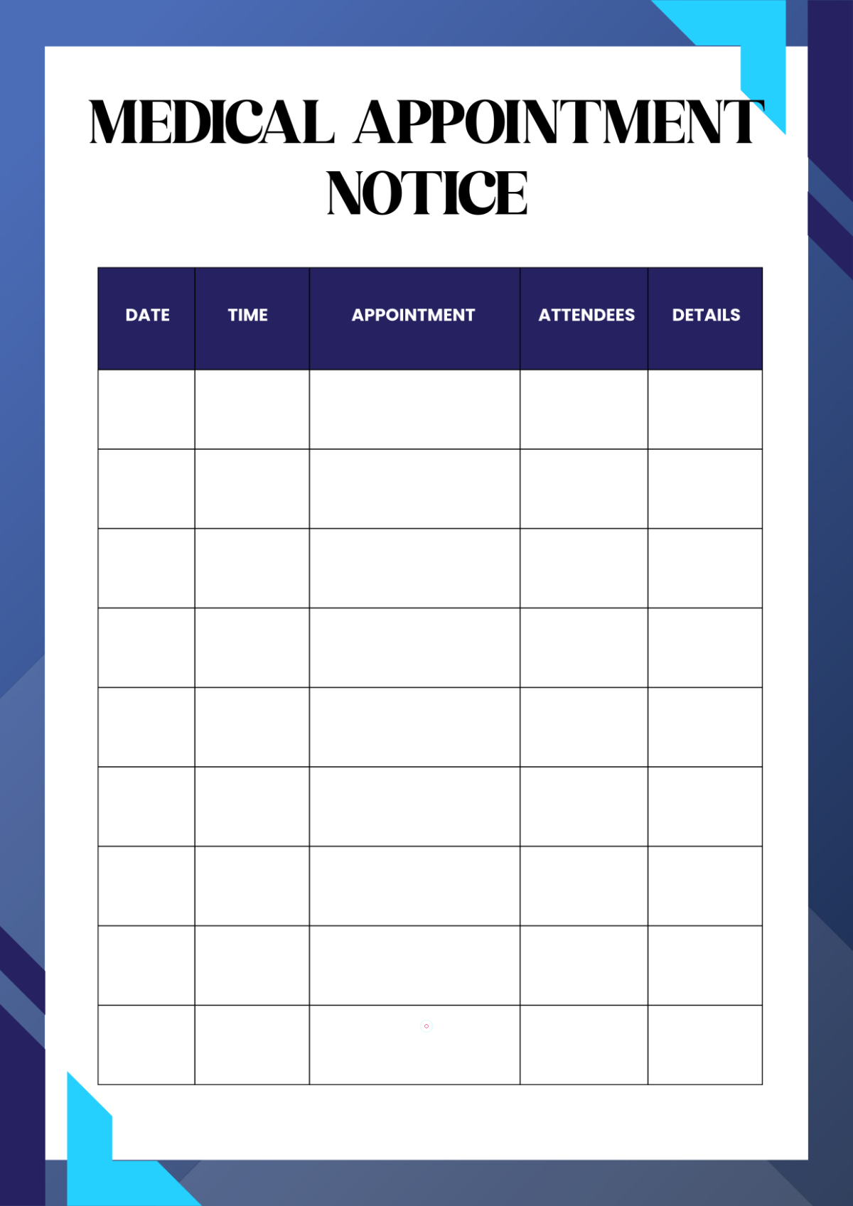 Free Modern Appointment Tracker Template