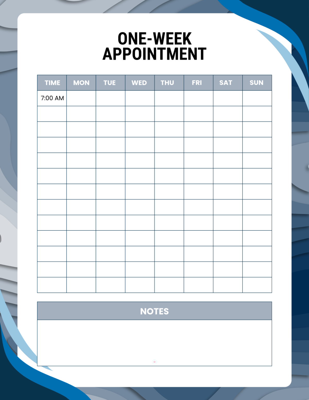 Free One-Week Appointment Template