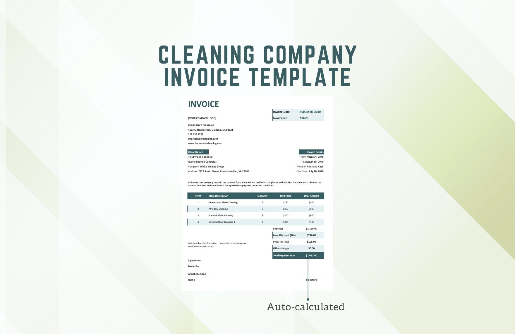 Cleaning Company Invoice Template