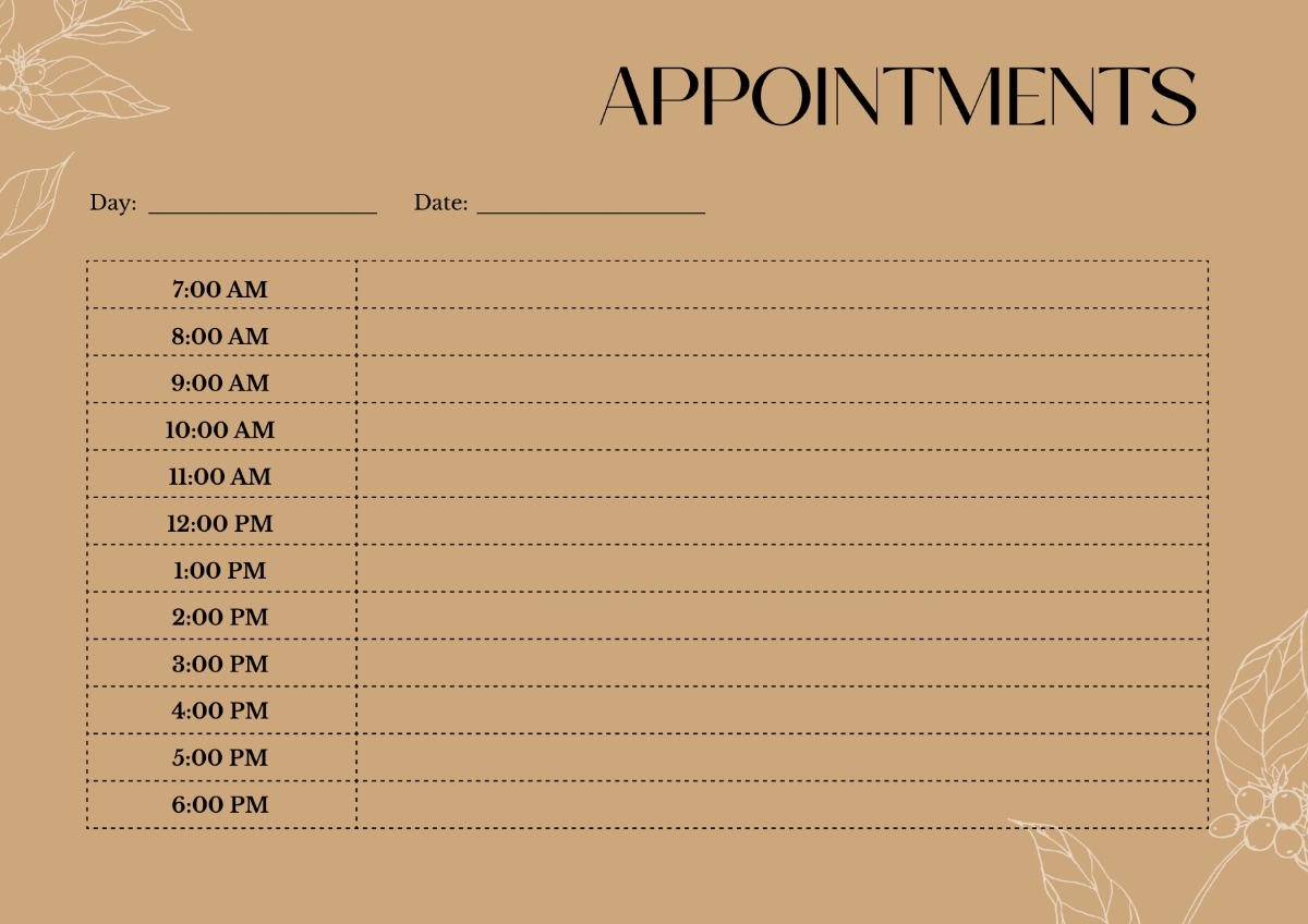 Free Appointment Template