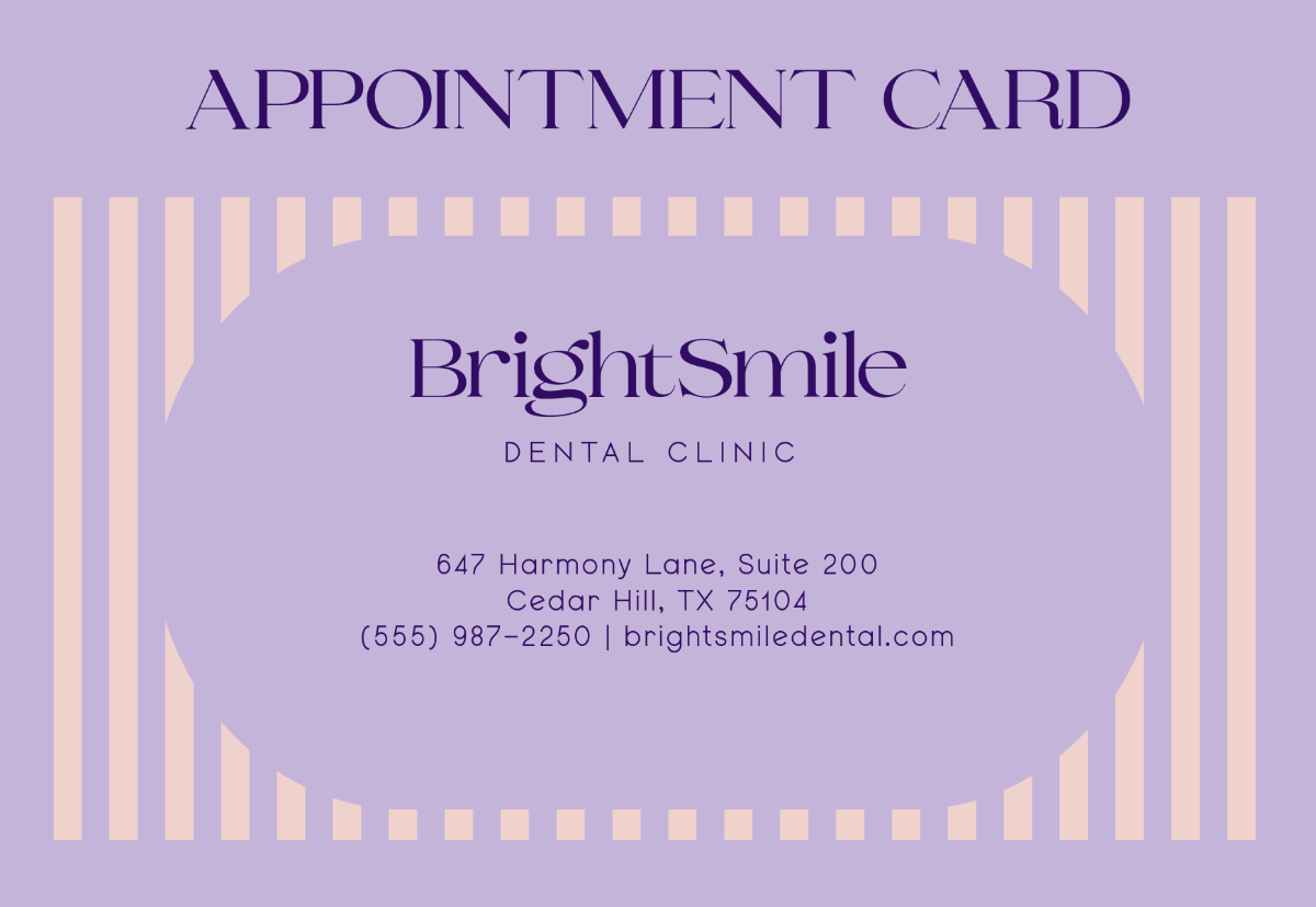 Free Cute Appointment Card Template