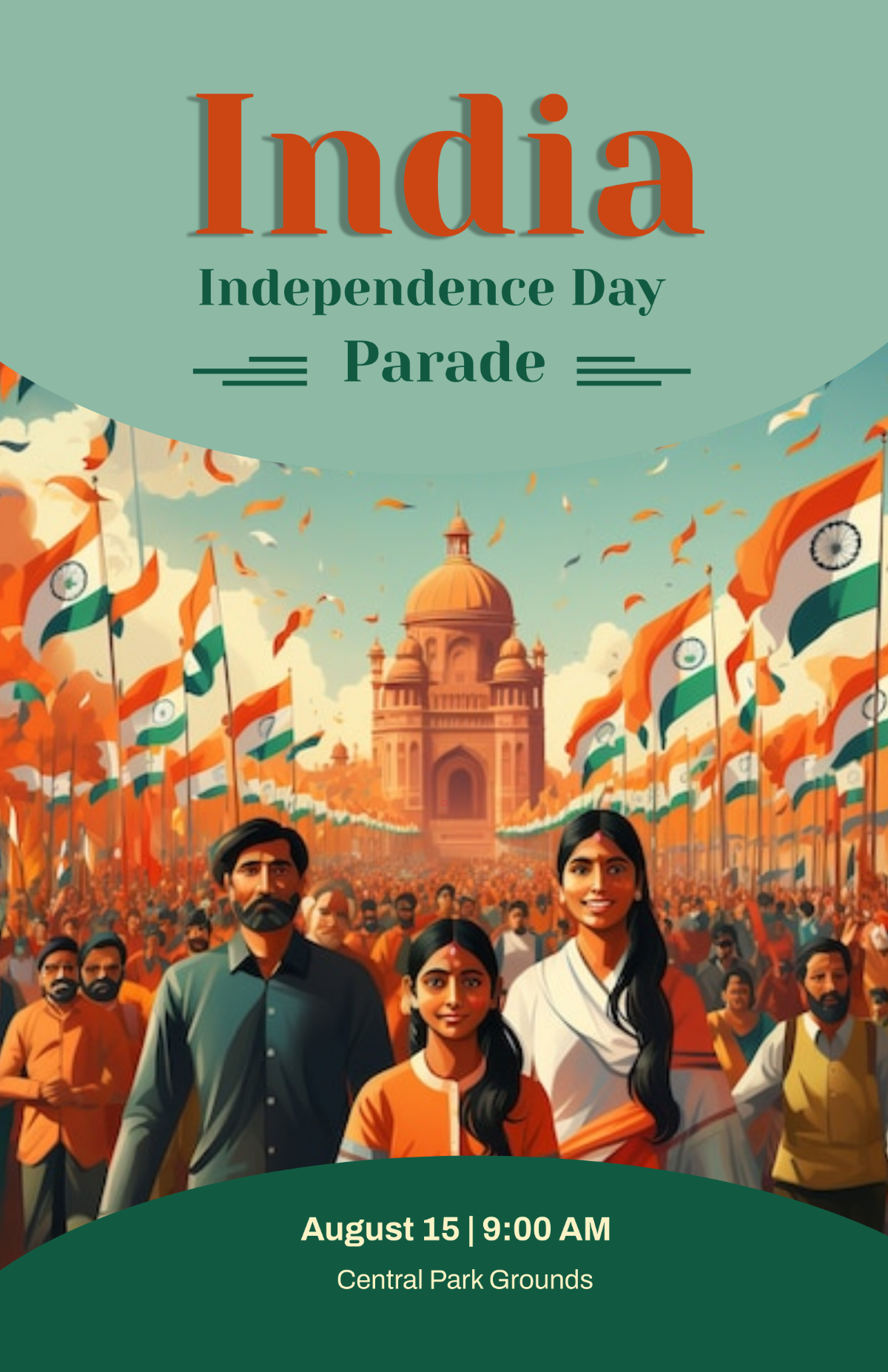 Free India Independence Day Parade Poster Template