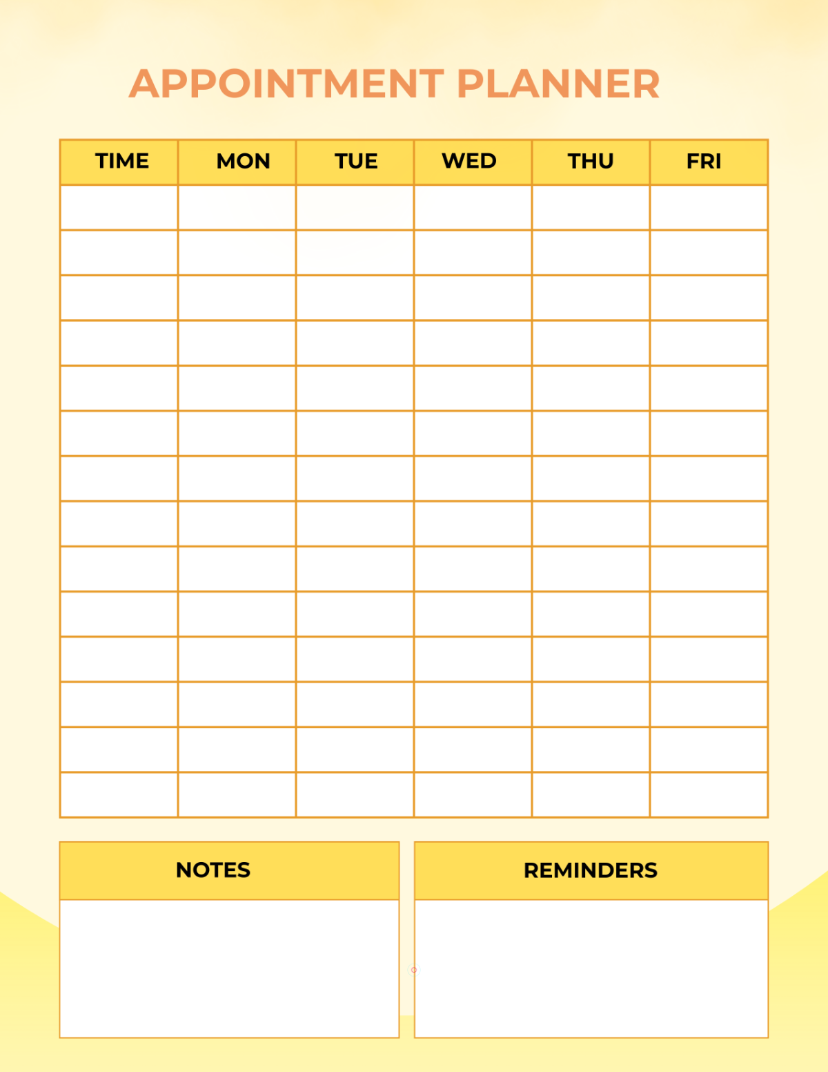 Free Yellow Appointment Planner Template