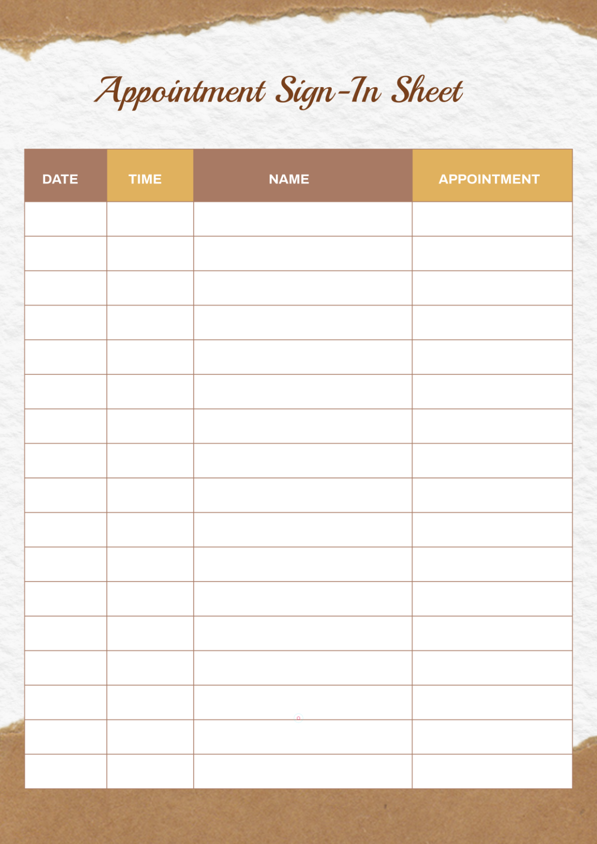 Free Appointment Sign-In Sheet Template