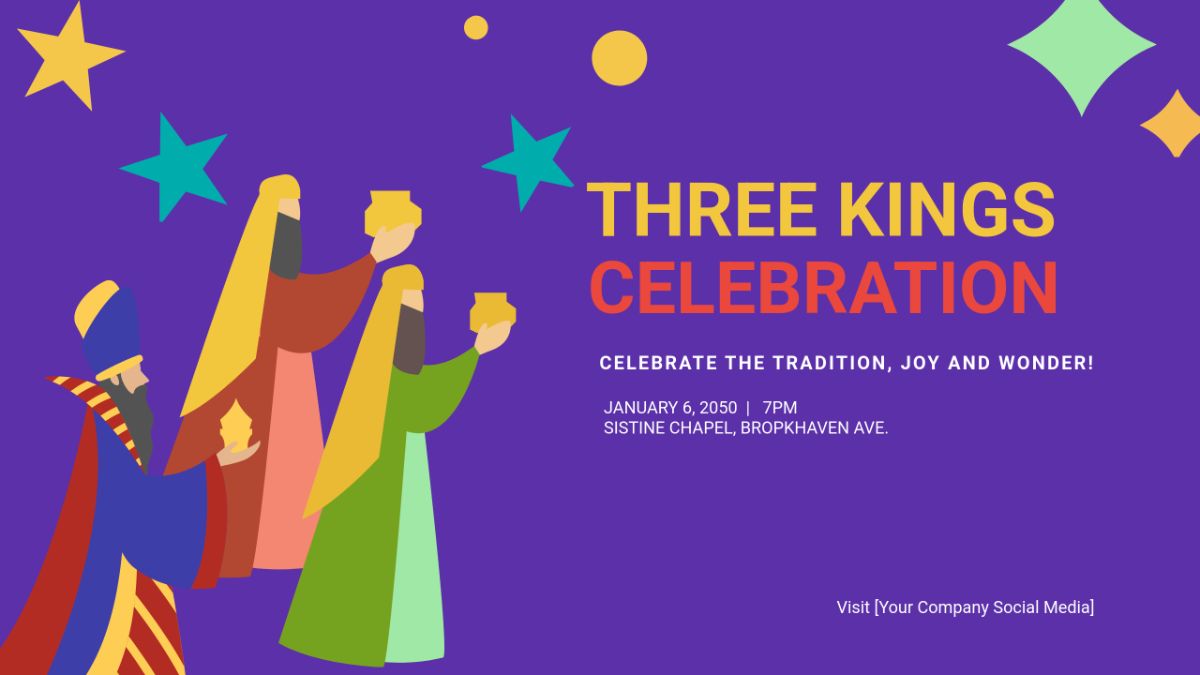 Free Three Kings Day Event YouTube Ad Template to Edit Online