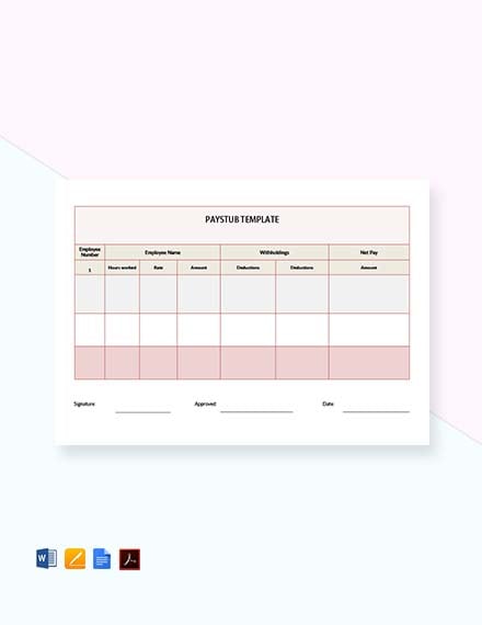 Pay Check Pay Stub Template