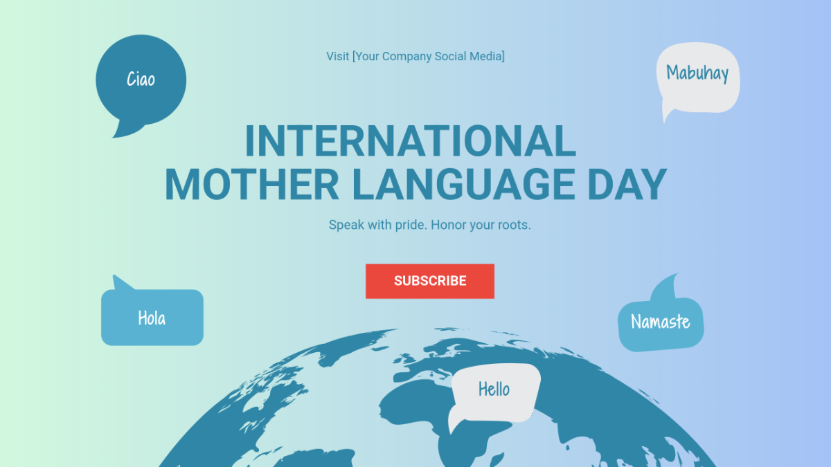 Free International Mother Language Day YouTube Ad Template to Edit Online
