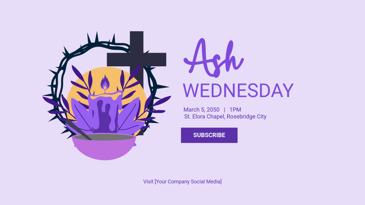 Free Ash Wednesday YouTube Ad Template to Edit Online