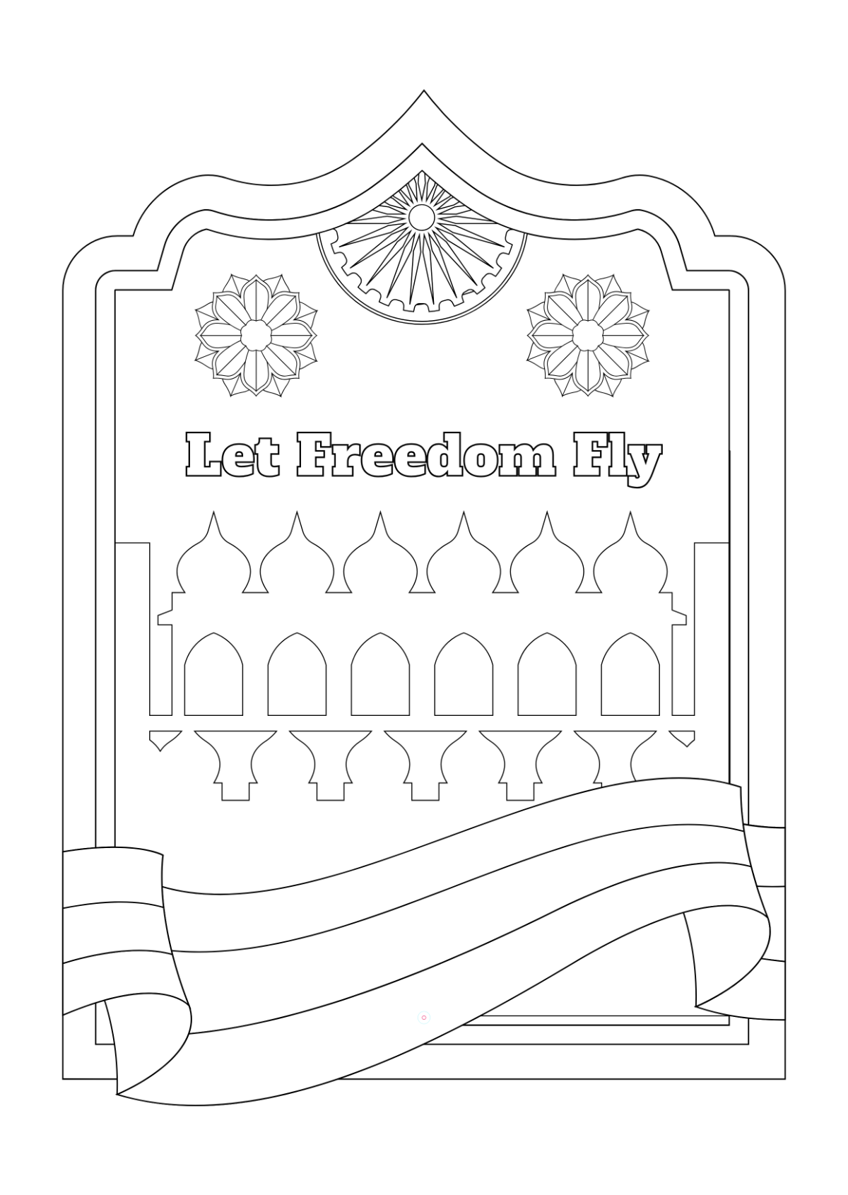 Free Printable India Independence Day Drawing Template