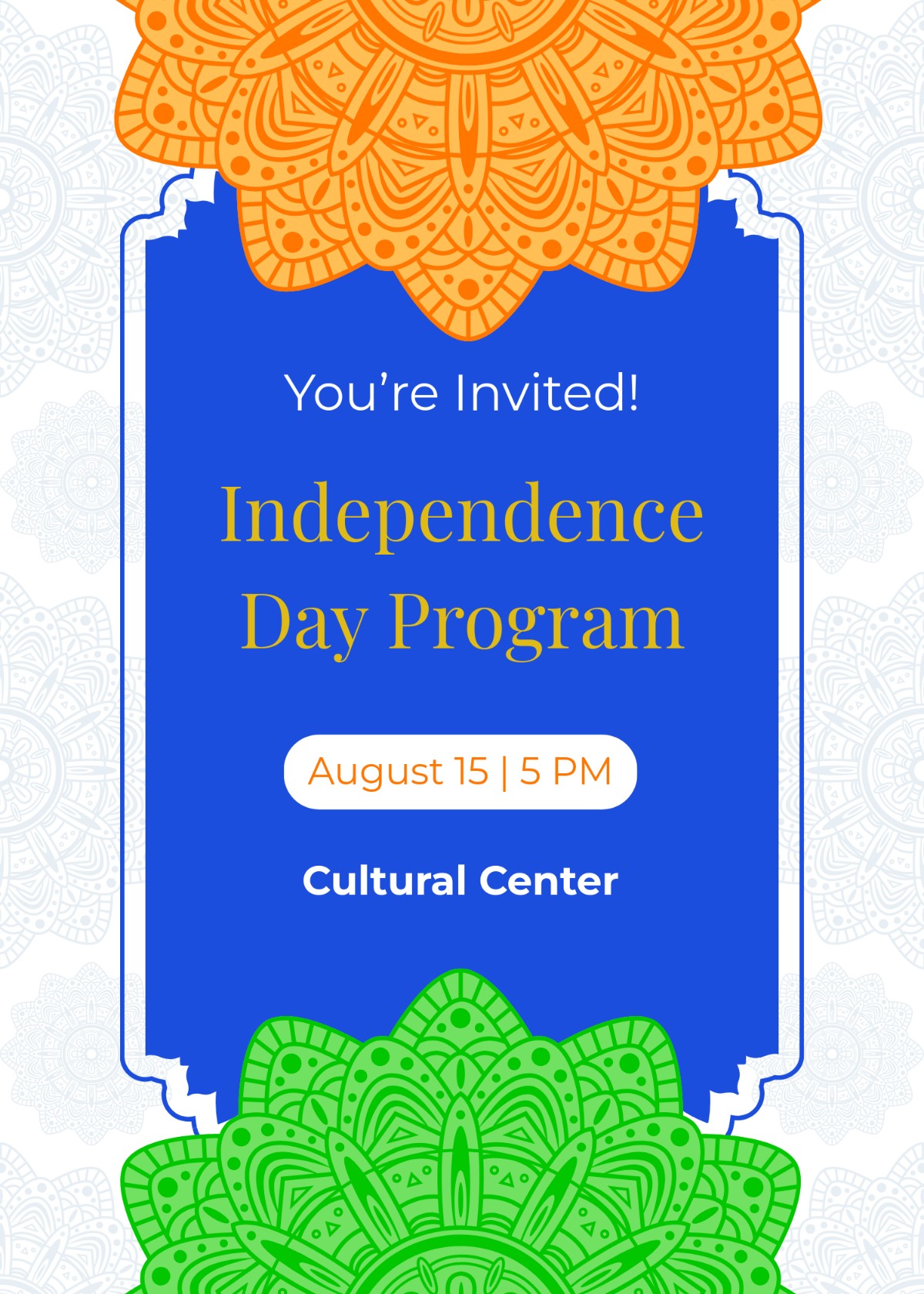 Free India Independence Day Invitation Card Template
