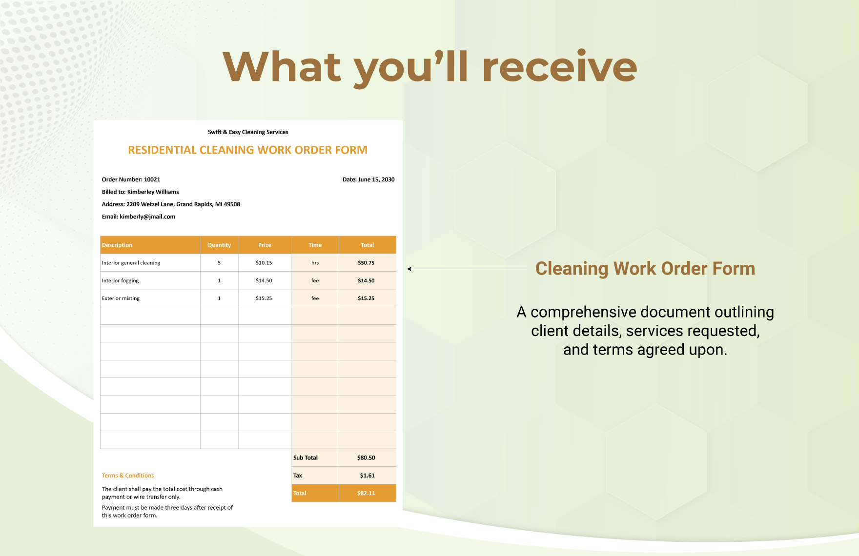 Residential Cleaning Work Order Template