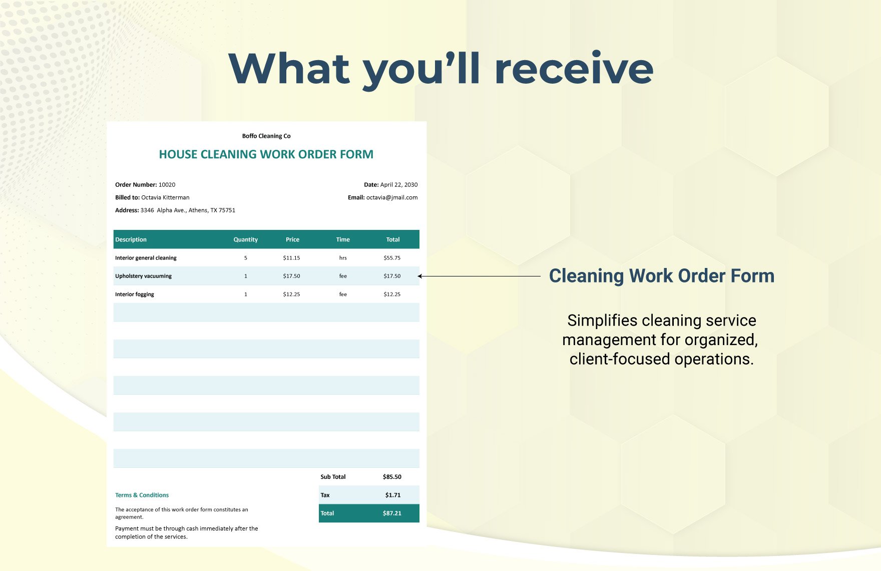 House Cleaning Work Order Form Template