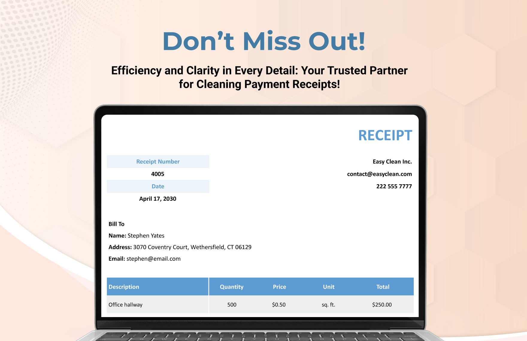 Cleaning Payment Receipt Template